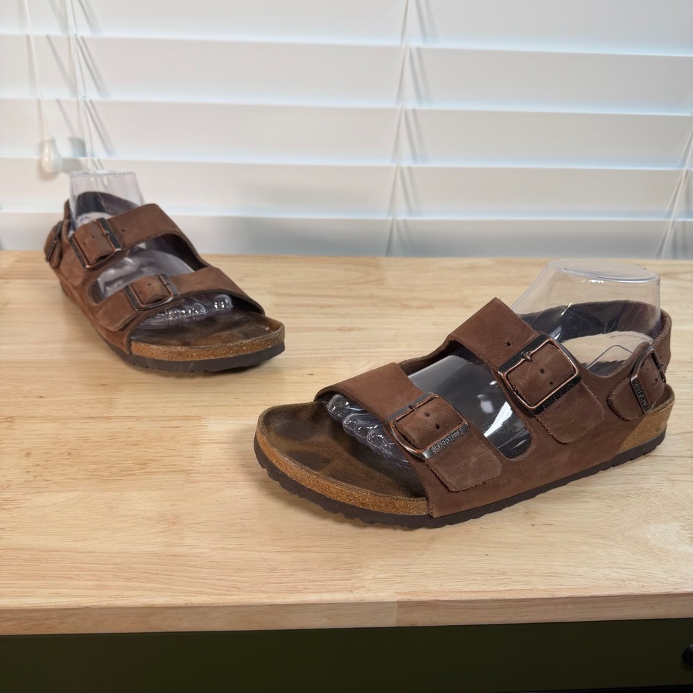 Birkenstock Milano Slingback Sandals Women's Brown Leather Buckle Comfort - 9 40